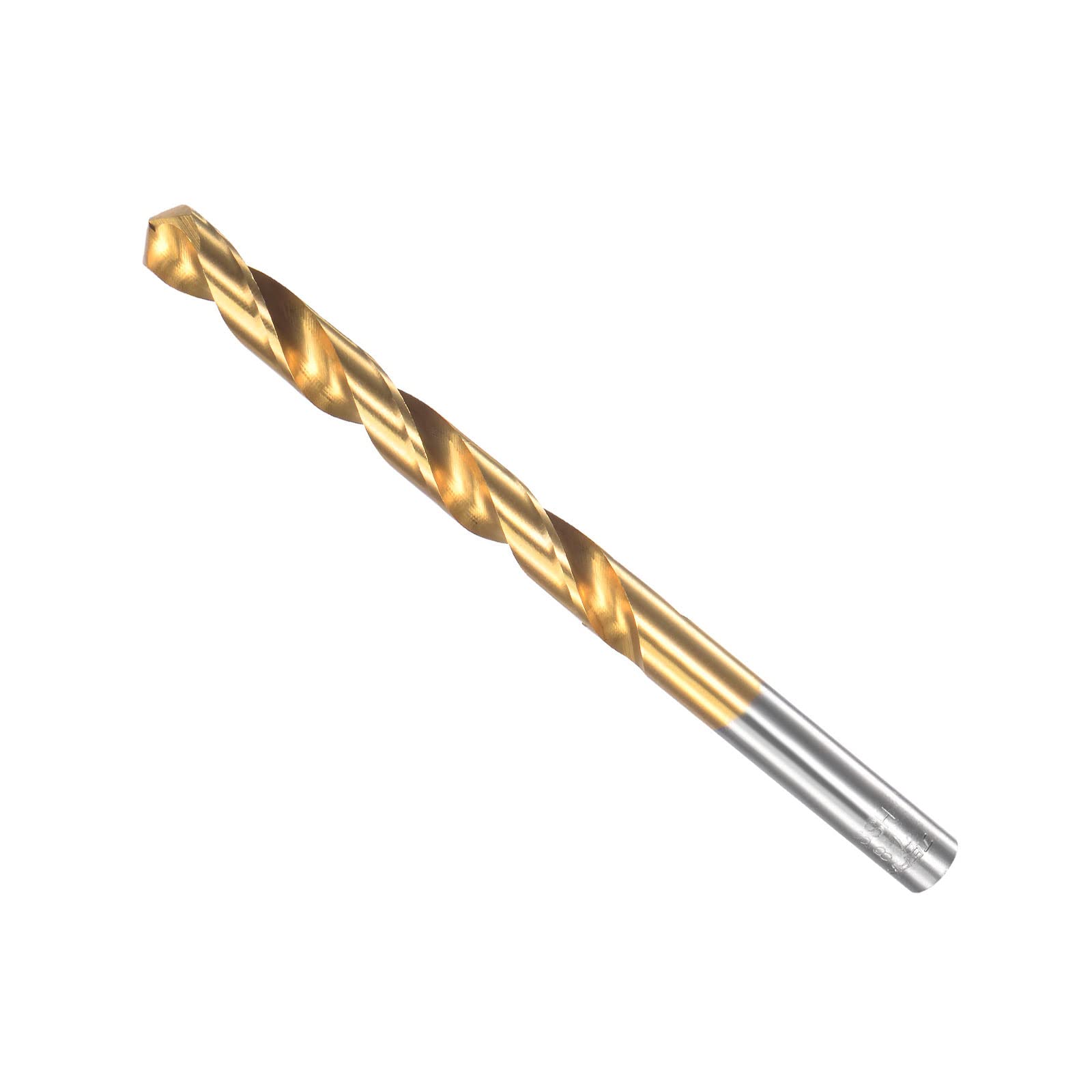 CoCud Twist Drill Bits, 7.8mm Drilling Diameter, Titanium Coated High Speed Steel 6542 Straight Round Shank - (Applications: for Stainless Steel Alloy Metal), 1-Piece