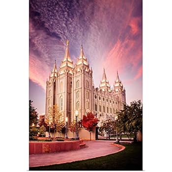 GREATBIGCANVAS Salt Lake Temple, Pink Sunrise, Salt Lake City, Utah Poster Print, 12