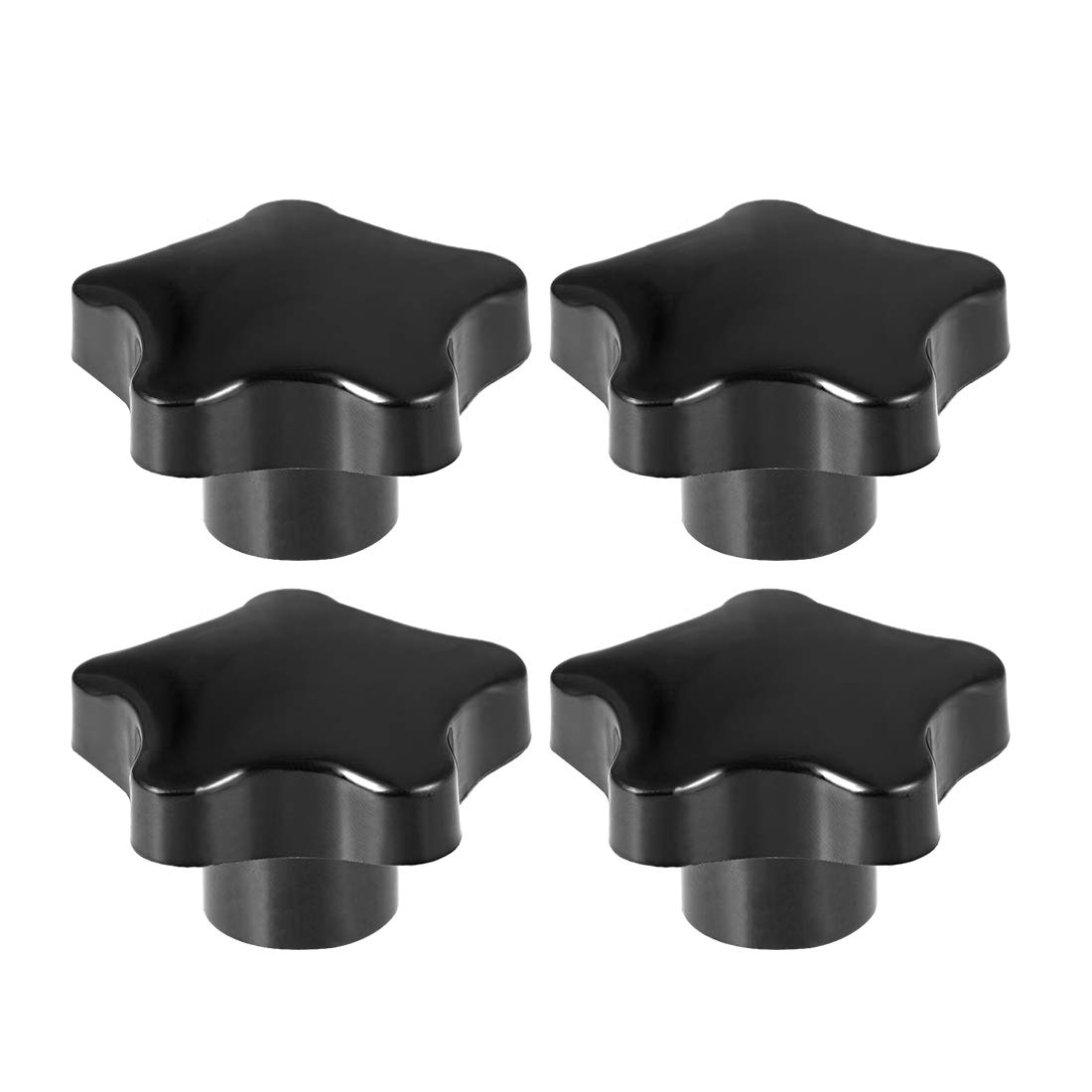 sourcing map Star Knob Grip Handle M16 Diameter Brass Insert Female Thread Set of 4 Black