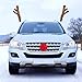 Poptrend Car Reindeer Antlers & Nose Decorations, Window Roof-Top & Front Grille Rudolf Reindeer Jingle Bell Christmas Costume Auto Accessories (Large, Brown+red)