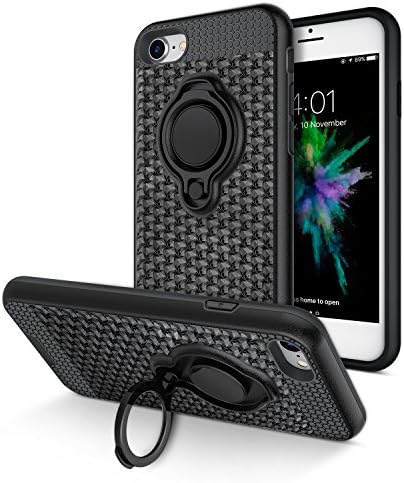 iPhone 8 Case, iPhone 7 Case, Vafru 360 Degree Rotating Ring Grip kickstand Dual Layer Shock-Absorption Anti-Scratch Protection Compatible with Magnetic Car Phone Mount for iPhone 8, iPhone 7(black11)