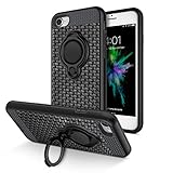 iPhone 8 Case, iPhone 7 Case, Vafru 360 Degree Rotating Ring Grip kickstand Dual Layer Shock-Absorption Anti-Scratch Protection Compatible with Magnetic Car Phone Mount for iPhone 8, iPhone 7--(black)