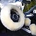 Yontree Fashion Fluffy Steering Wheel Covers for Women/Girls/Ladies Australia Pure Wool 15 Inch 1 Set 3 Pcs (Yellow)