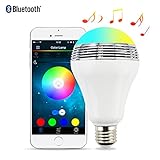 Alritz Smart Bluetooth LED Bulb with Speaker, E27 Dimmable Multi-Color Changing Light Bulb Smart Phone Controlled RGB Music Bulb, Compatible with Android and iOS