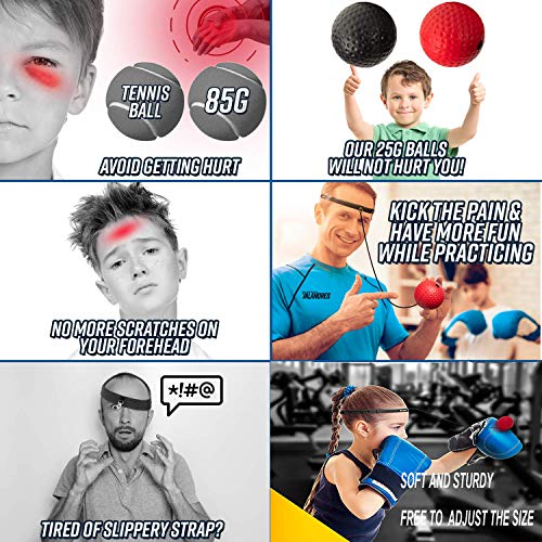 【2019 Latest】 Boxing Reflex Ball, 3 Difficulty Levels Fight Reflex Ball on String with Headband, Perfect for Improving Speed Reactions, Agility, Punching Speed and Hand Eye Coordination Training - Thumbnail 4