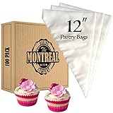 Montreal Baking 12 Inch Pastry Bags - 100 Pack - Disposable Piping and Icing Bags - Cake Decorating Supplies