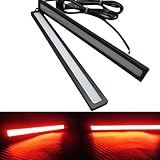 LEMONBEST® A pair of Super Bright Slim COB Car Vehicle LED Red Blue Yellow White Lights for DRL Fog Driving Lamp Waterproof 12V Silver Black housing (Red in black housing)