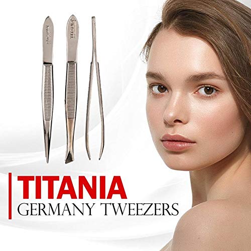 Titania Germany Tweezers Slanted - Professional Incline Tip - Precision & Accuracy Hair Plucker for Daily Routine Beauty Routine - Made In Germany