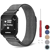 C2D JOY for Garmin Forerunner 35 Replacement Bands - Milanese Stainless Steel Bands for Garmin Forerunner 35 with Unique Magnet Lock, Black(5.0-7.0IN)