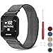 C2D JOY for Garmin Forerunner 35 Replacement Bands - Milanese Stainless Steel Bands for Garmin Forerunner 35 with Unique Magnet Lock, Black(5.0-7.0IN)