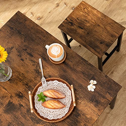 HOOBRO 3-Piece Bar Table Set, 80cm Rectangular Counter Height Pub Table with 2 Stools, Rusitc Brown Small Dining Table with Black Metal Frame, ‌Space-saving Kitchen Breakfast Table Set for Dining Room
