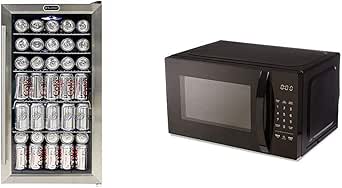 Whynter BR-130SB Internal Fan Beverage Refrigerators, One Size, Black/Stainless Steel &amp; AmazonBasics Microwave, Small, 0.7 Cu. Ft, 700W, Compatible with Alexa