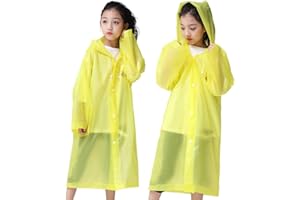 Aoyinfe Rain Ponchos Raincoats for Kids, Reusable Portable Emergency with Hood Outdoor
