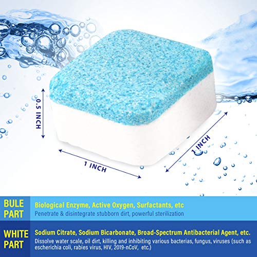 Hiwill Washing Machine Cleaner Effervescent Tablets, 32 Solid Deep Cleaning Tablet, Triple