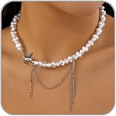 LKingel Gold Baroque Pearl Necklaces for Women Layered Beaded Pearl Necklaces Irregular Pearls Choker Necklace Pearls Y Shape Long Chain Necklace Boho Fashion Jewelry for Women