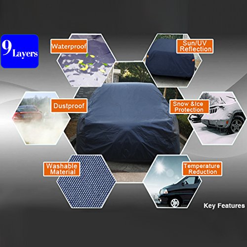 uxcell 3XXL 5.3M 190T Black Stormproof Breathable Outdoor Indoor Car Cover