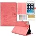 iPad Mini 1/2/3 Case-LittleMax Smart Embossed Leather Case Pure Color [Magnetic Closure] Stand Case with [Cards Holder] for Apple iPad Mini 3 2 1 [Free Cleaning Cloth,Stylus Pen]-#1-Pink