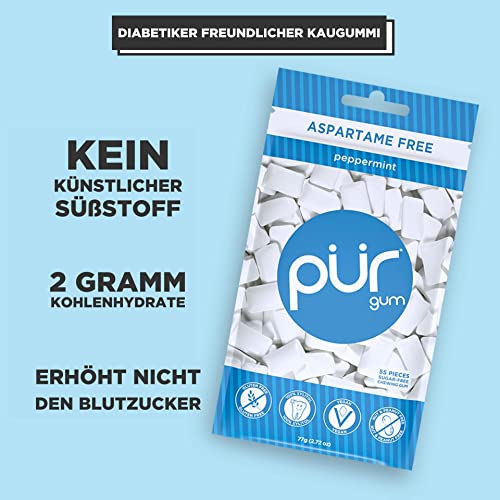 PUR Gum Sugar Free Chewing Gum 100 Xylitol Vegan, Aspartame Free