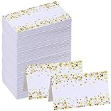 Supla 100 Pcs Christmas Holiday Table Setting Place Cards Gold Star Table Name Number Seating Cards Blank White Escort Cards Menu Tent Cards Wedding Guest Cards Buffet Cards for Party Dinner