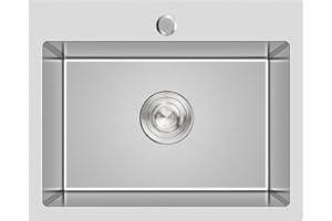 TSIBOMU 24 Inch Kitchen Sink Drop-in, 18 Gauge Stainless Steel Single Bowl Single Faucet Hole Top Mount Workstation Sink, D24"xW18"xH9"
