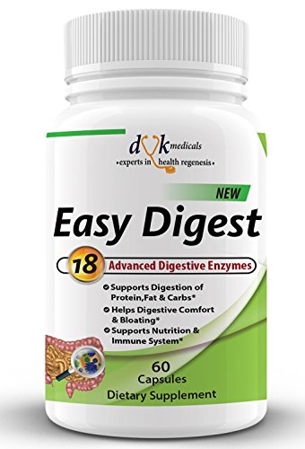 Easy Digest -18 Super Digestive Enzymes Supplement including Amylase, Lipase & Pancreatic enzymes for Digestive Health, Enhanced Nutrient absorption, Reduce Stomach Gas & Bloating.