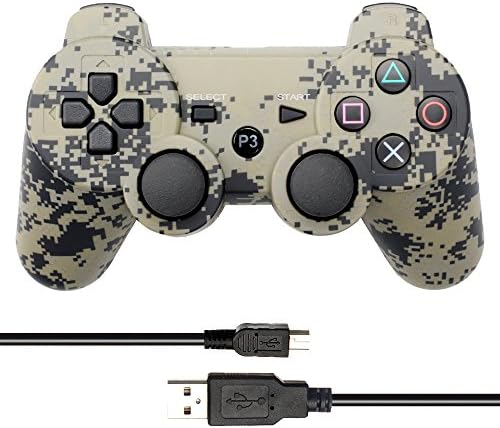 HBetterTech Wireless Bluetooth Game Controller for PlayStation 3, PS3 Controller Six Axis Dualshock (Camouflage Gray)