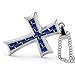 Coolman Cross Pendant Necklace Stainless Steel Blue Carbon Fiber Christian Cross with 23.6 Inches Chain
