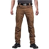 Erston Men's Outdoor Work Military Tactical Pants Lightweight Ripstop Combat Trousers Hiking Pant with 9 Pockets No Belt