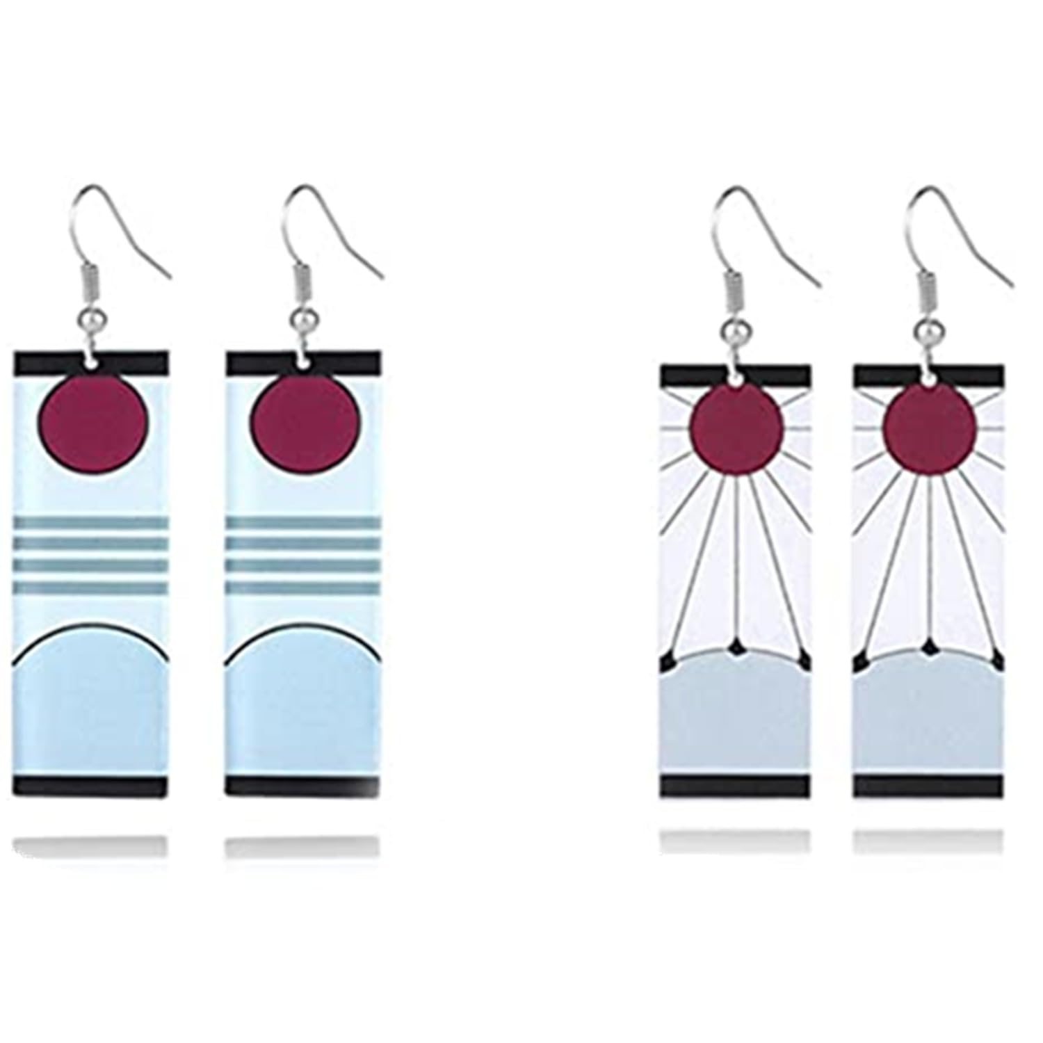 XHBTS 2 Pairs Demon Slayer Cosplay Earrings and 50 Pcs Demon Slayer Stickers Guitar Door Laptop Luggage Bicycle Sticker Anime Earring Cosplay Accessories Valentine's Day Gifts