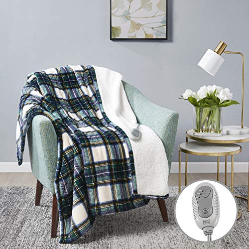 MP2 Heated Plush Sherpa Throw Electric Blanket for Lap w/ 3 Heating