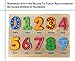 Classic Numbers Wooden Puzzle for Toddlers, Preschool Age w/Colorful Wood Pieces & Shape Cut-Outs in Board. Simple Educational & Sensory Learning for 1, 2 & 3 Year Olds