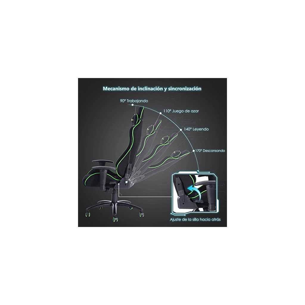 FurnitureR Silla ergonómica para juegos Silla ajustable para jugadores