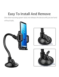 EEEKit soporte de coche, universal para parabrisas salpicadero 13 inches de largo brazo ventosa soporte de teléfono Soporte para iPhone X 8 7, Samsung Galaxy S9 S8 Note 8, Nexus 5 X 6P, LG, HTC y todos los Smartphones de 3.5 6 inch (negro)