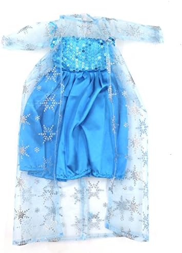 AOFUL Bitty Baby Doll Princess Dresses Clothes, Frozen Long Sleeve Blue Ice Snow Cosplay Outfit Fits 16'' 18" inch American Girl, Madame Alexander Dolls and More
