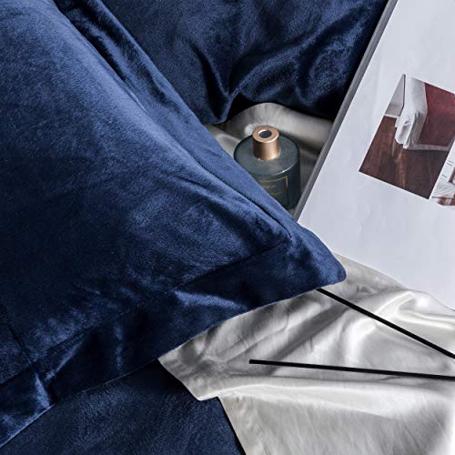 NTBAY Velvet Flannel Duvet Cover Set, 3 Pieces Zippered Comforter Cover