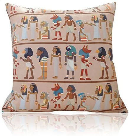 MARY ST 18x18 Inch Velvet Decorative Throw Pillow Cover Cushion Case, Egyptian Painting