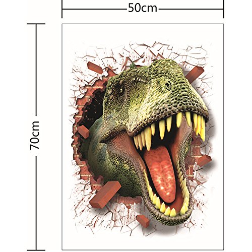Iusun 3D Wall Sticker Cool Dinosaur Vinyl Wall Decal Wall Paper Decoration for Room Home Nursery Bedroom Office Supplies Gift - Shipping From USA (Multicolor)