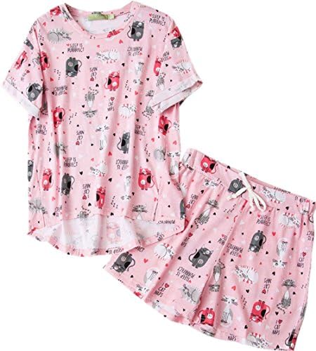 Amoy madrola Women Cotton Sleepwear/Short Sets/Pajamas Set SY214-Cat-XL