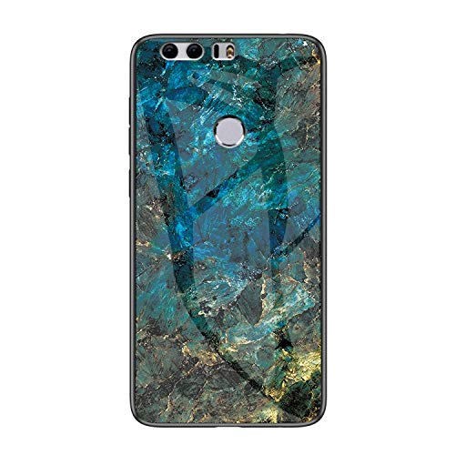 MadBee Case for Huawei Honor 8 [with Screen Protector],9H Tempered Glass Back Cover [Marble Pattern Design] + Soft TPU Silicone Bumper [Shock Absorption] Fully Protective Case (Marble 3)