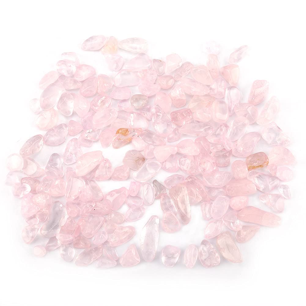 Small Crystal Tumbled Stone Chips Crushed Natural Crystal Quartz Pieces for Healing Home Fish Tank Flowerpot Decoration(Pink)