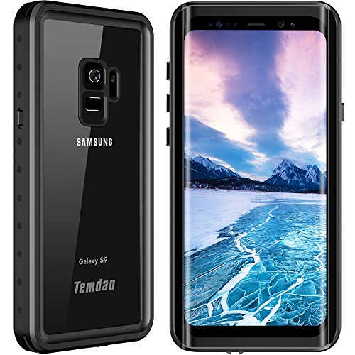 Temdan Samsung Galaxy S9 Waterproof Case. 2019 Designed Support Wireless Charging Case Outdoor Built in Screen Protector Shockproof Waterproof Case for Samsung S9(5.8inch) (Black)
