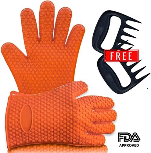 Barbecue Gloves &amp; Pulled Pork Claws Set ♦ Silicone Heat Resistant Grilling Accessories &amp; Home Kitchen Tools For Your Indoor &amp; Outdoor Cooking Needs ♦ Use as BBQ Meat Turner or Oven Gloves