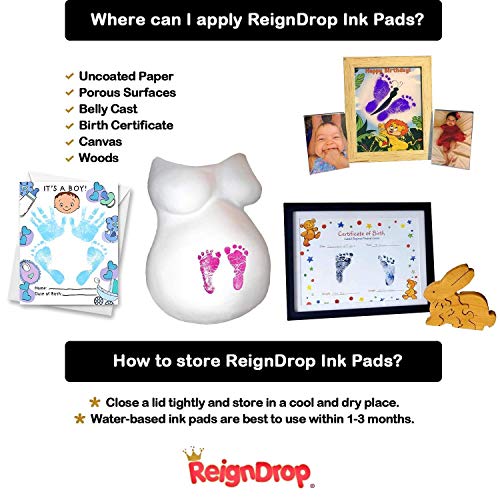 ReignDrop Ink Pad for Baby Footprint, Handprint, Create Impressive Keepsake Stamp, Non-Toxic and Acid-Free Ink, Easy to Wipe and Wash Off Skin, Smudge Proof, Long Lasting Keepsakes (Red) - Thumbnail 4