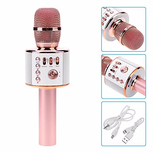 ZUZU Wireless Microphone Karaoke, Karaoke Microphone Bluetooth, Karaoke Microphones with Speaker for Home KTV Outdoor Picnic Family Party Music,for iOS & Android Smartphone,Pink