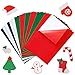 Caydo 20 Pieces 4 Colors Christmas Adhesive Back Felt Sheets Fabric Sticky Back Sheets, Include Red, Green, Black and White, 8.3 by 11.8