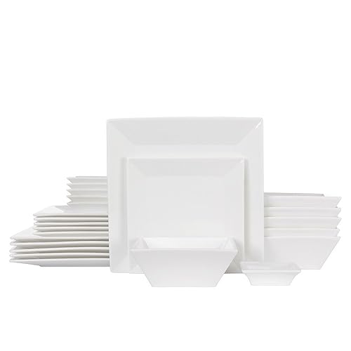 Porlien 24-Piece Classic Square Dinnerware Set for 6-Square Dinner