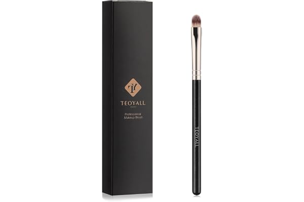 TEOYALL Flat Rounded Concealer Brush, Soft Dense Synthetic Bristles Blending Brush For Powder Cream Concealer Eyeshadow
