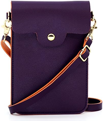 Two Tone PU Leather Cellphone Bag Cross Body Purse with Long Strap and Wrislet for Smartphone