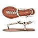 LE MIU METALICA Women T-Strap Gladiator Gold Metallic Chain Flat Sandals