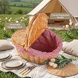 Wickerfield Vintage-Style Wicker Picnic Basket with Removable Liner view 4